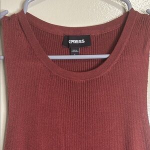 Ribbed Sleeveless Top in Rust Orange